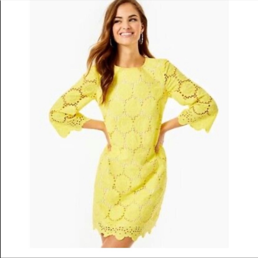 NWT Lilly Pulitzer Lemon Yellow Scallop Dress